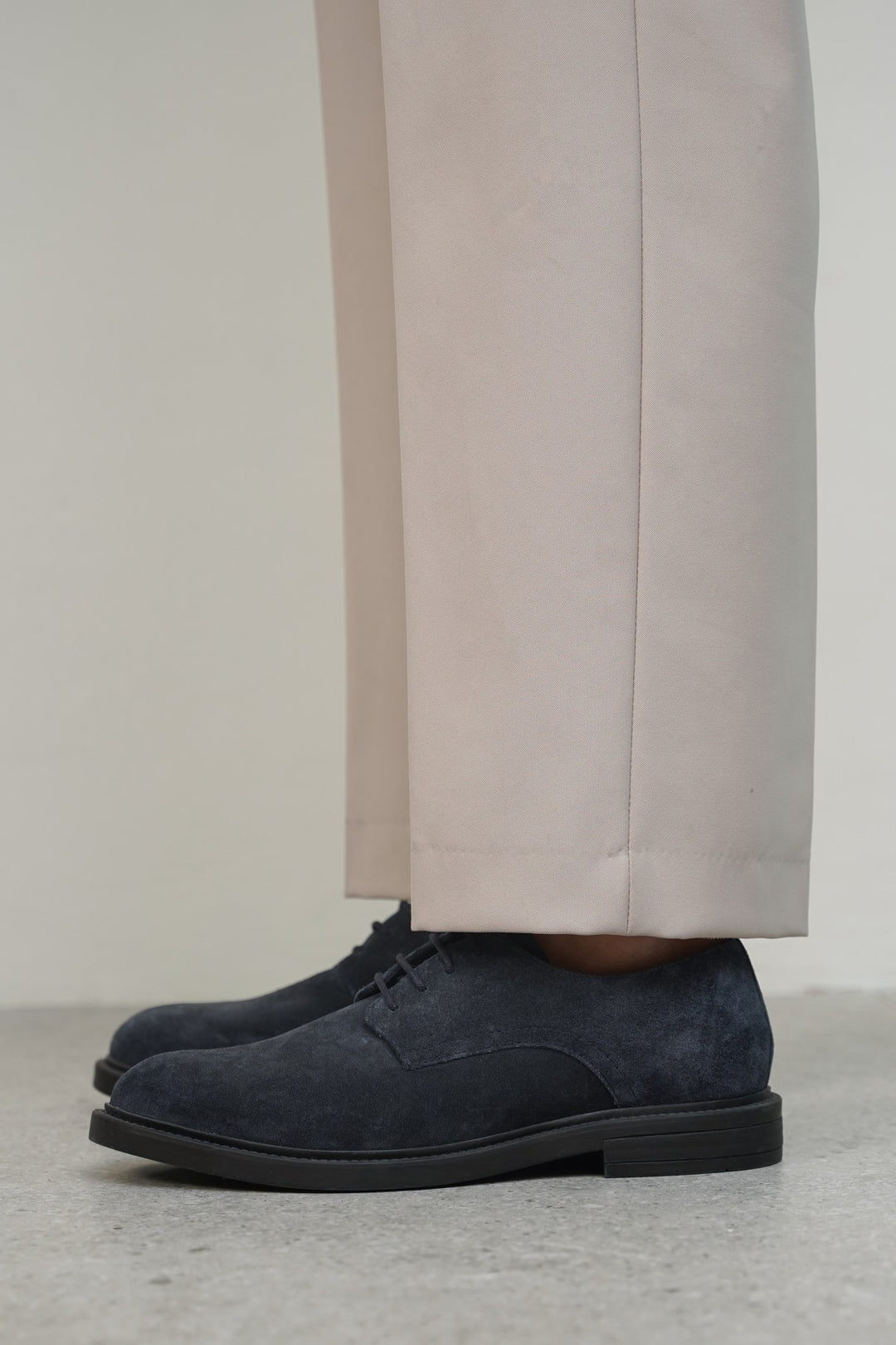 NAVY LEATHER DERBY SHOES