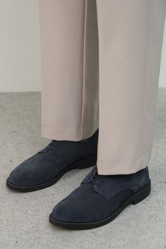 NAVY LEATHER DERBY SHOES