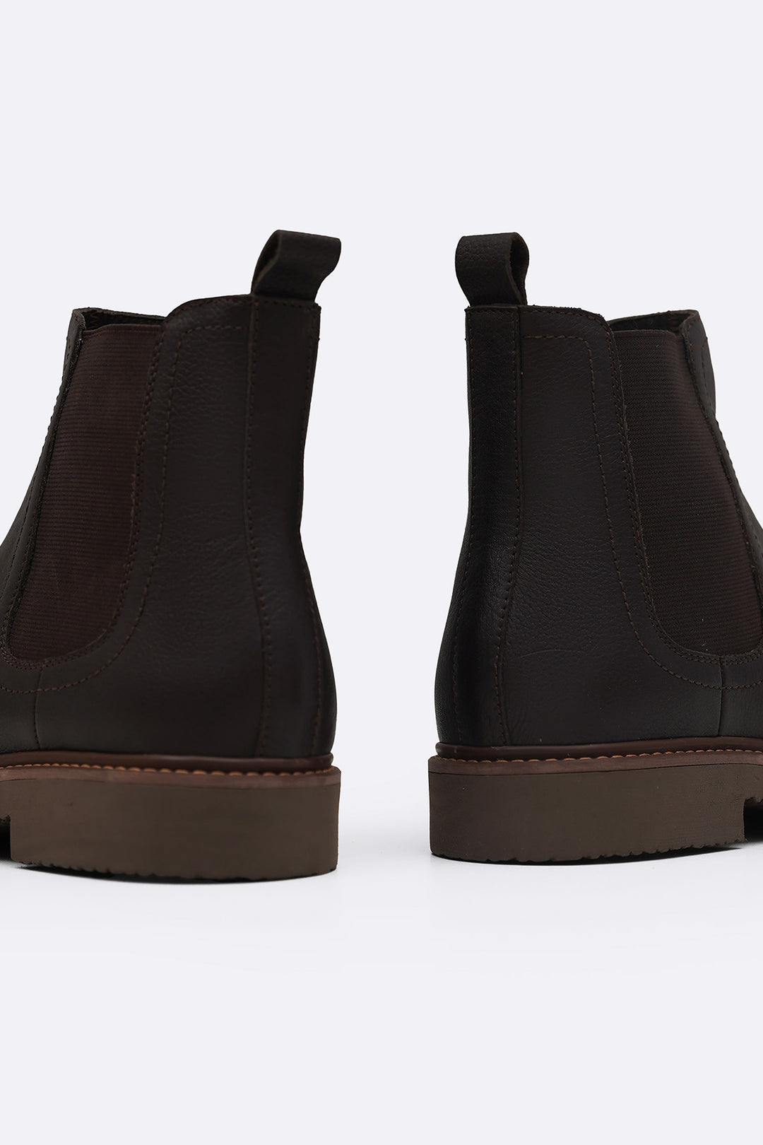 COFFEE LEATHER CHELSEA BOOTS