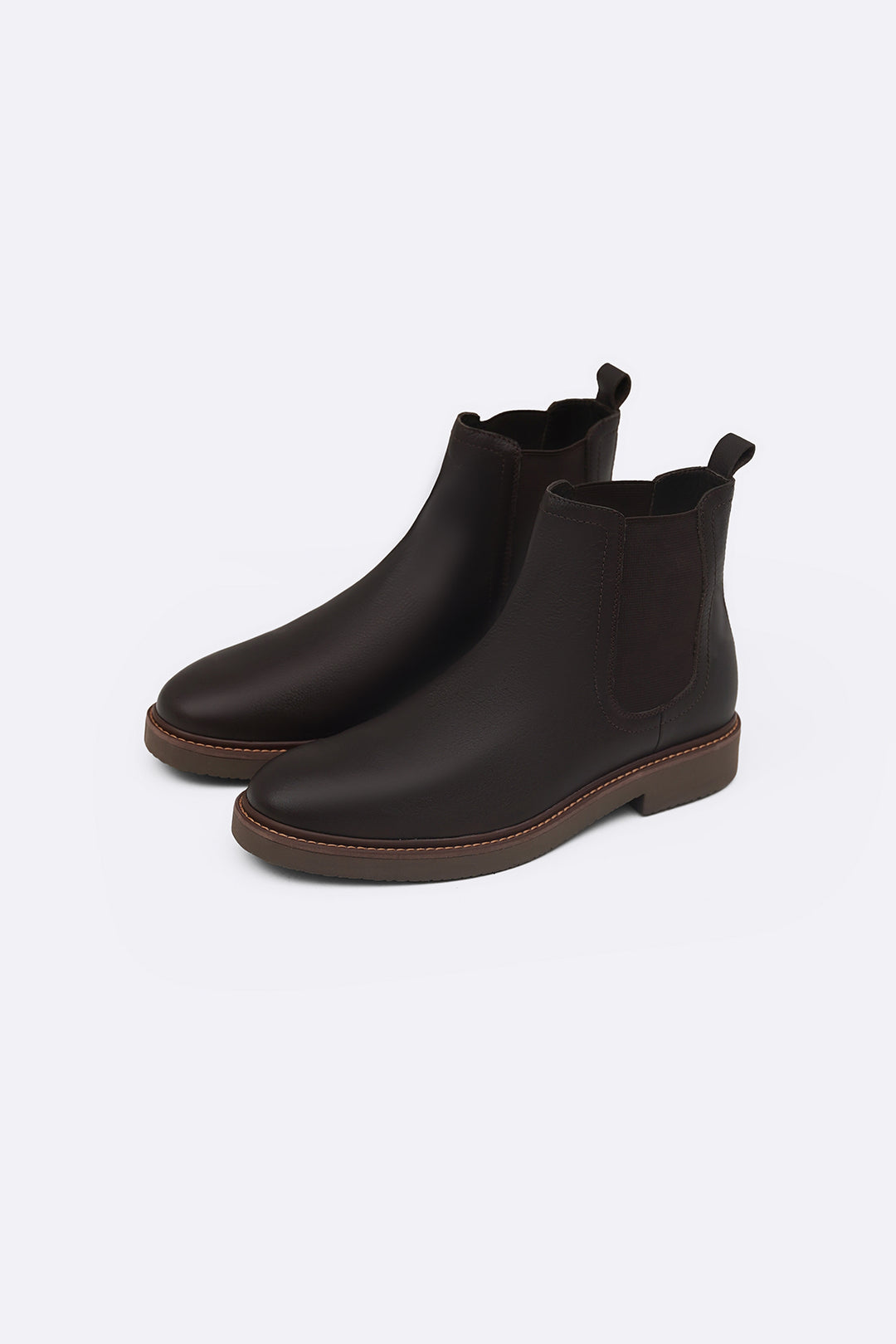 COFFEE LEATHER CHELSEA BOOTS