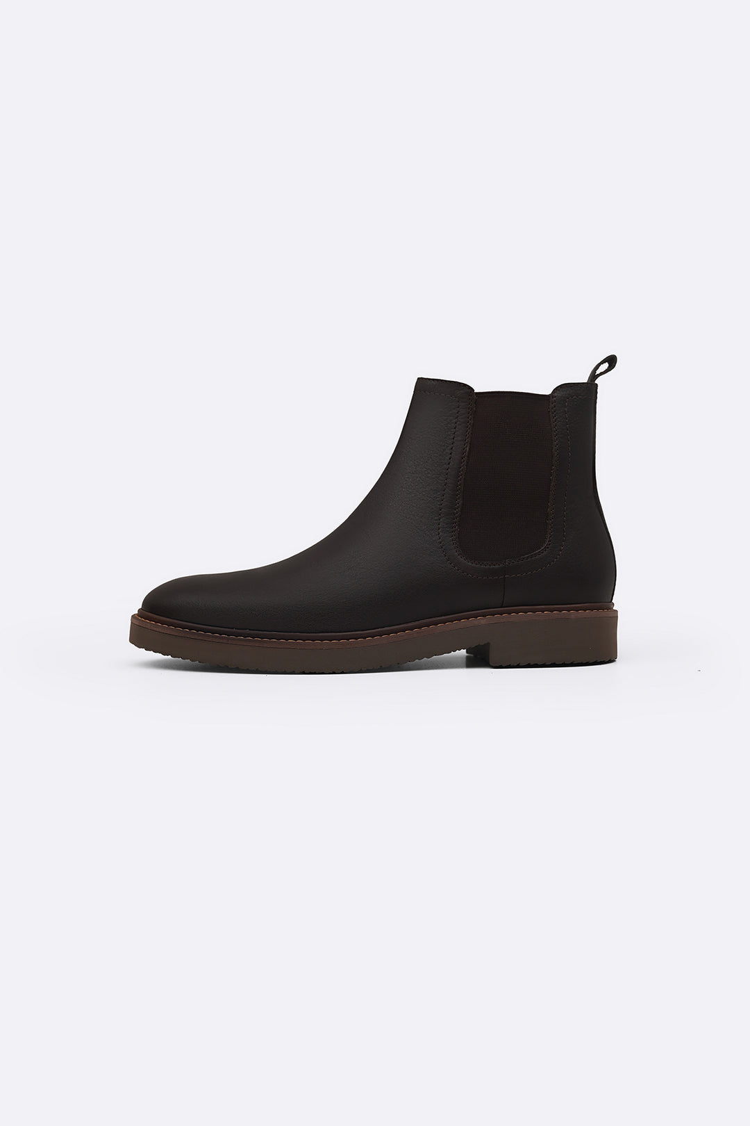 COFFEE LEATHER CHELSEA BOOTS