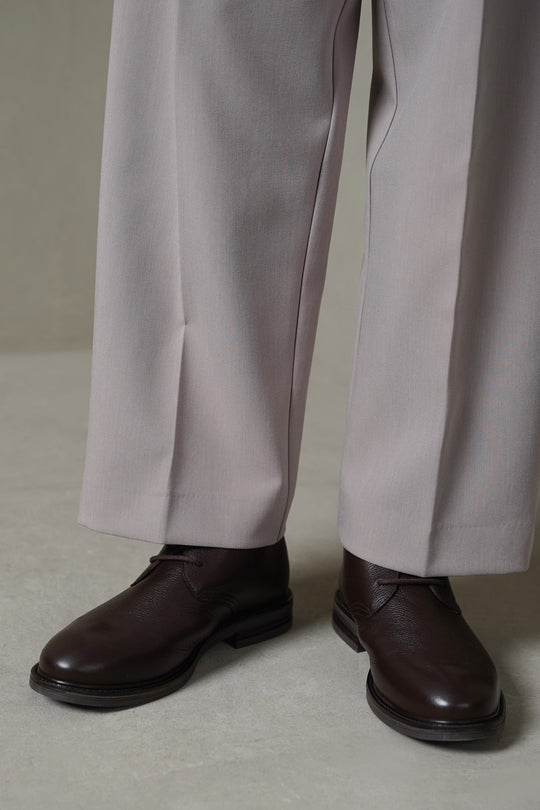 DARK BROWN LACE UP LEATHER CHUKKA BOOT