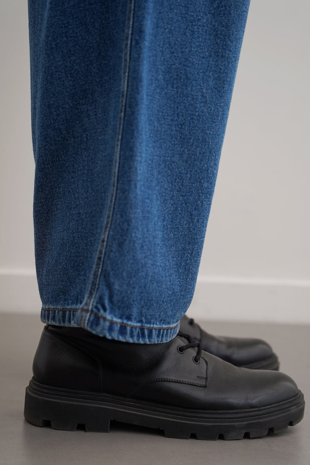 BLACK CHUNKY LEATHER BIKER BOOTS