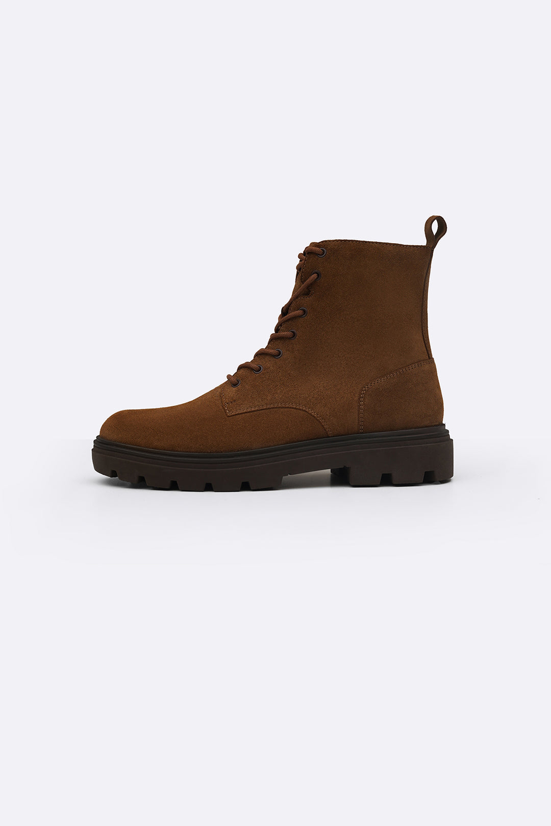 BROWN CHUNKY LEATHER BIKER BOOTS