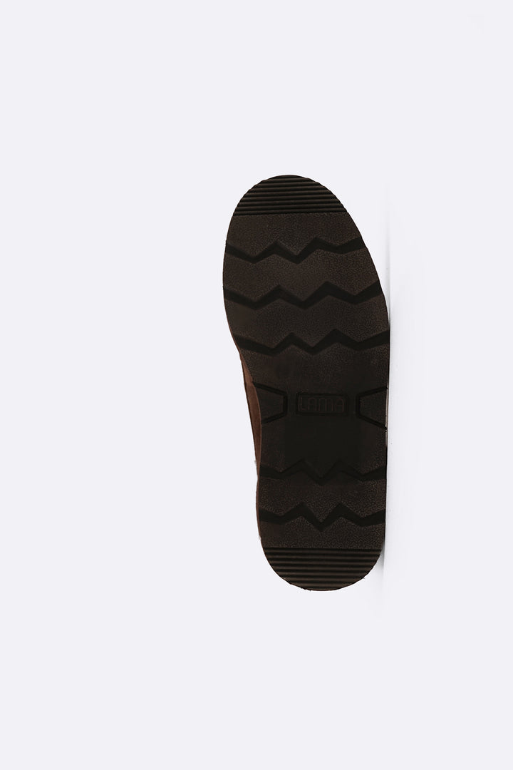 DARK BROWN SUEDE HIGH-ANKLE BOOT