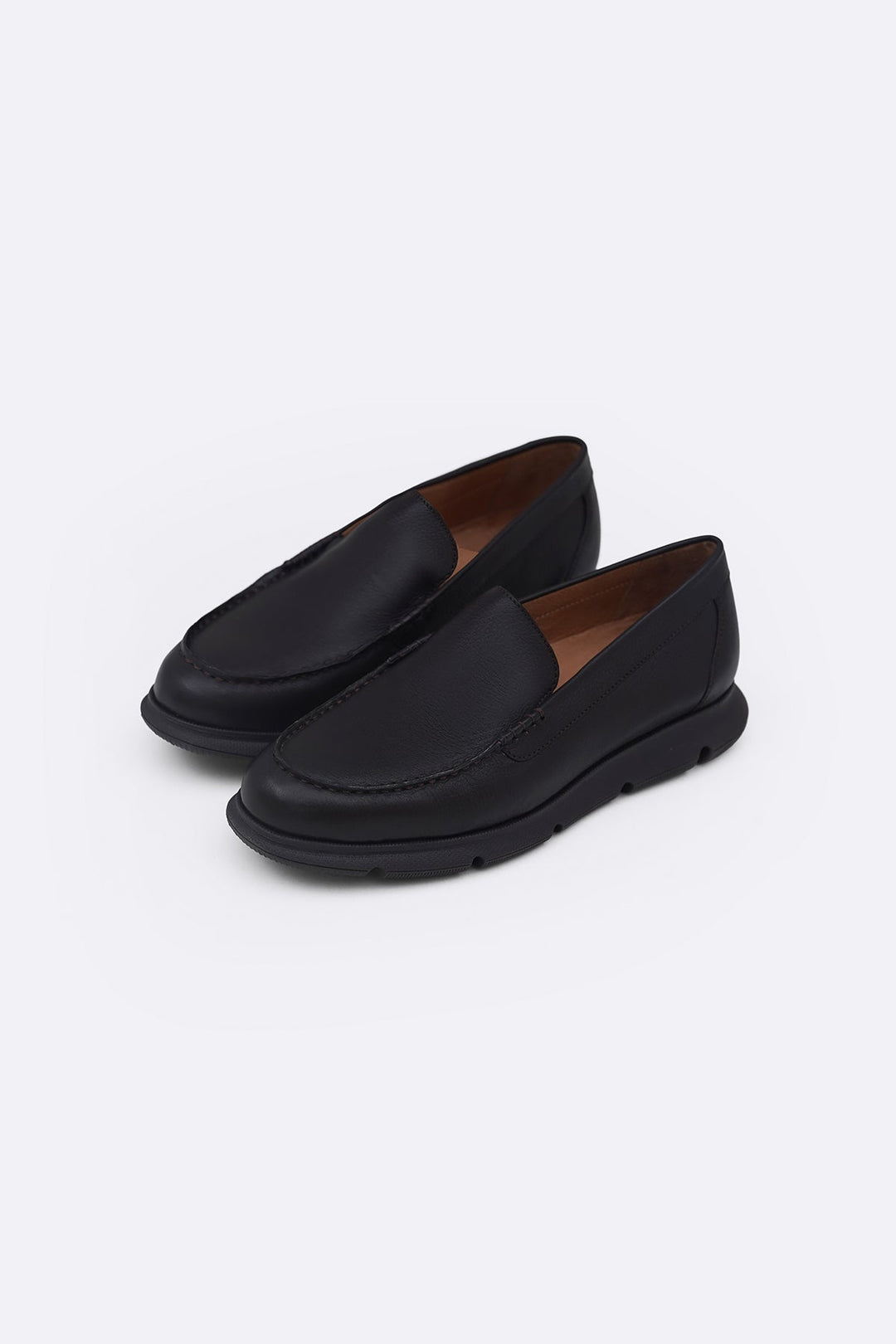 DARK BROWN AIR-SOLE LEATHER LOAFERS