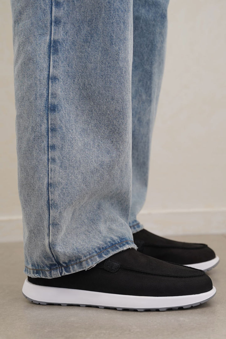 BLACK AIR LEATHER LOAFERS