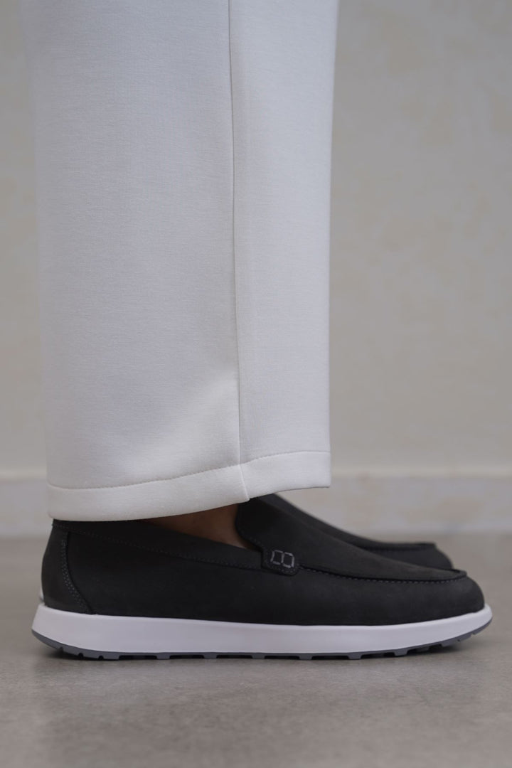 DARK GREY AIR LEATHER LOAFERS