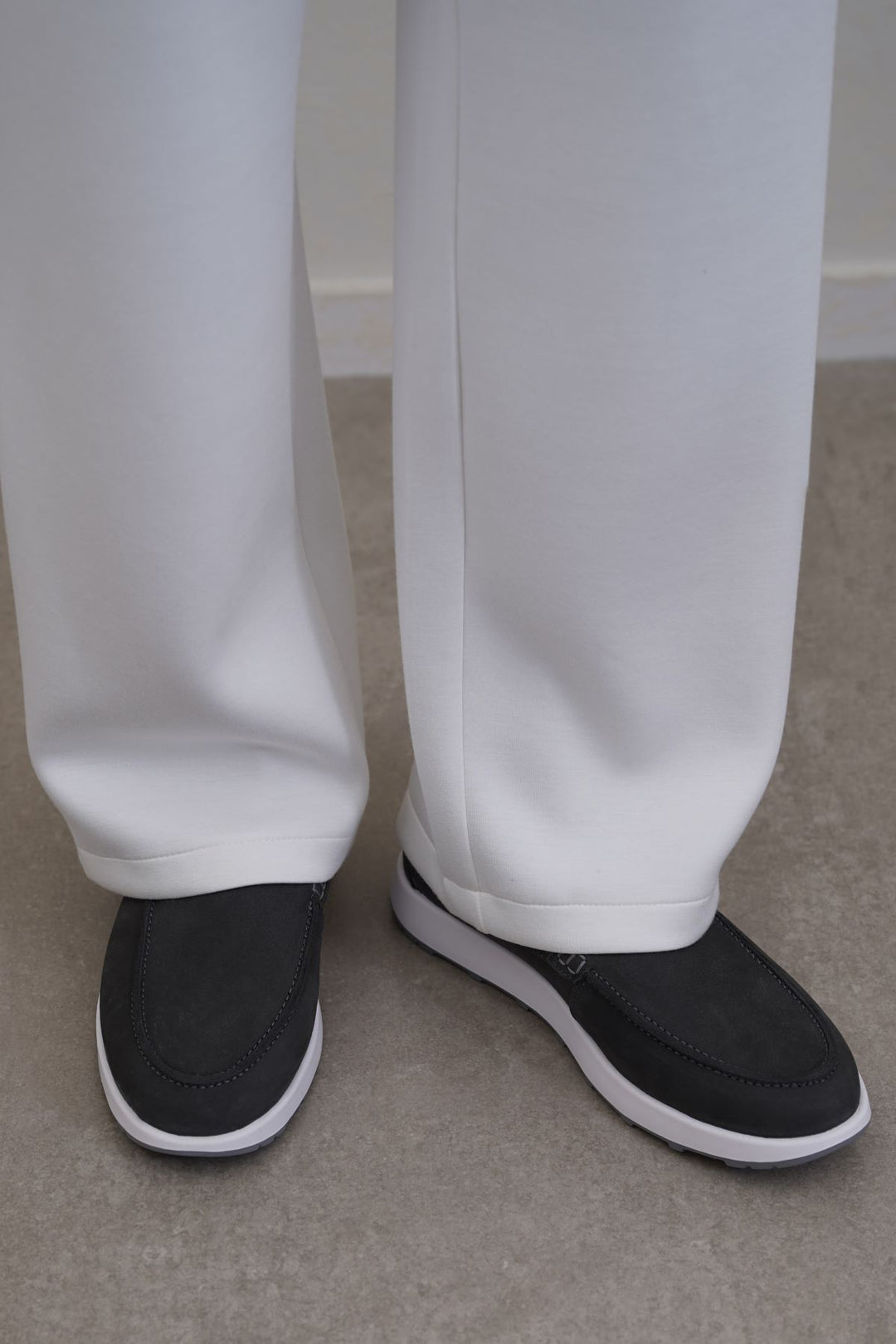 DARK GREY AIR LEATHER LOAFERS