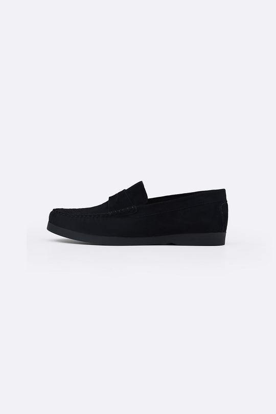 BLACK GOAT SUEDE LEATHER LOAFERS