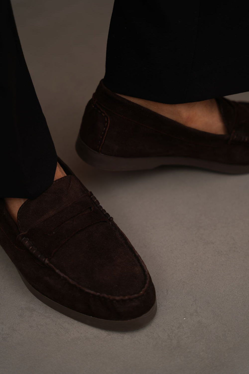 COFFEE GOAT SUEDE LEATHER LOAFERS