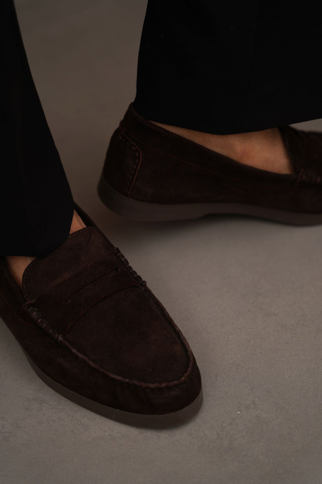 COFFEE GOAT SUEDE LEATHER LOAFERS