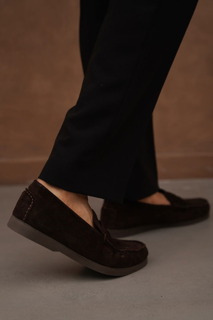 COFFEE GOAT SUEDE LEATHER LOAFERS