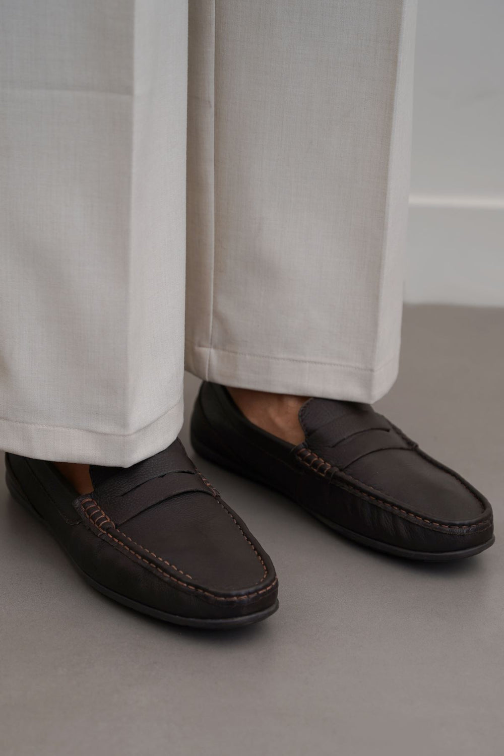 DARK BROWN COMFORT REAL LEATHER MOCCASIN