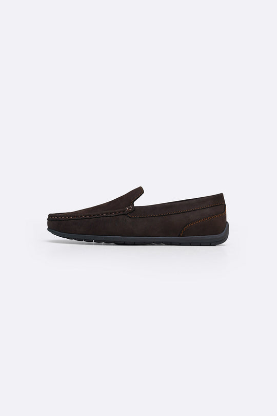 DARK BROWN COMFORT REAL LEATHER MOCCASIN