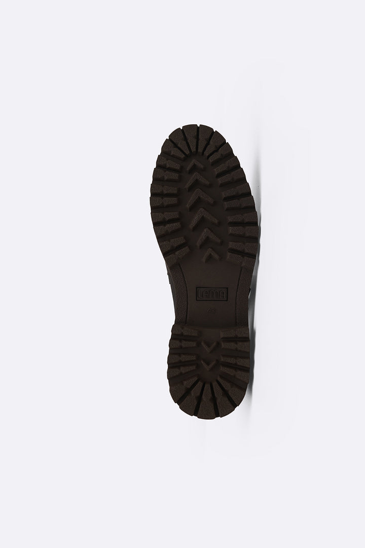 COFFEE LEATHER MOC-TOE SHOES