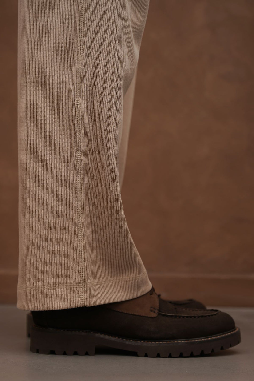 COFFEE LEATHER MOC-TOE SHOES