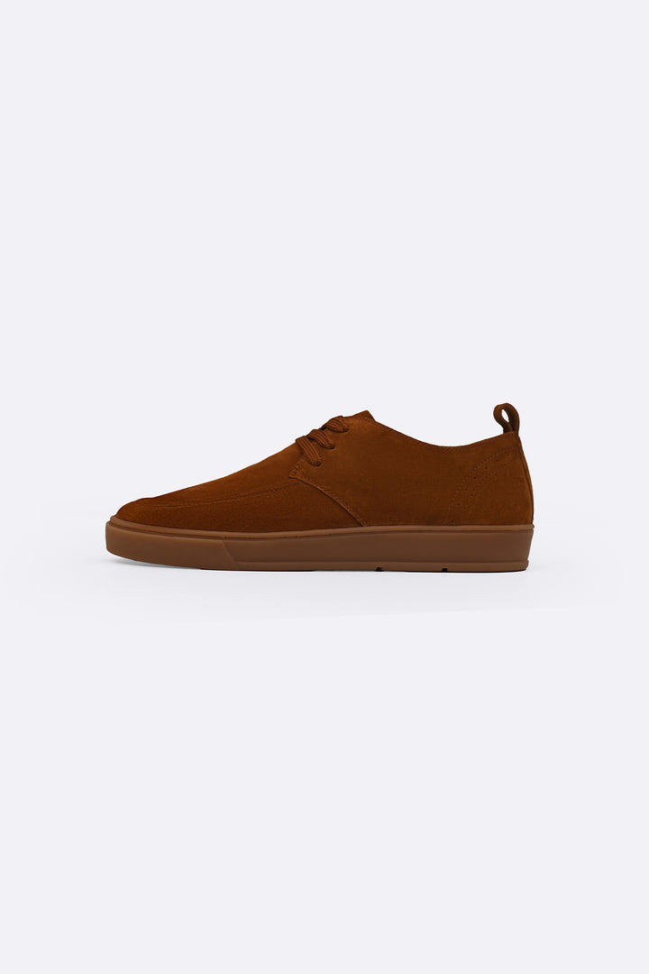 BROWN LOW-TOP LEATHER SNEAKERS