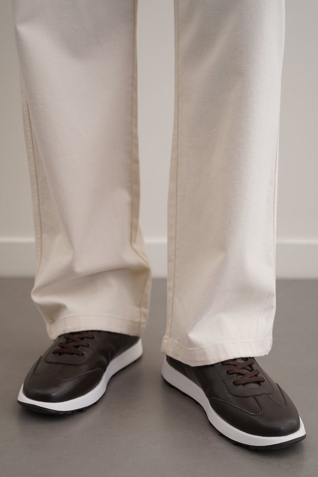 COFFEE AIR LEATHER SNEAKERS