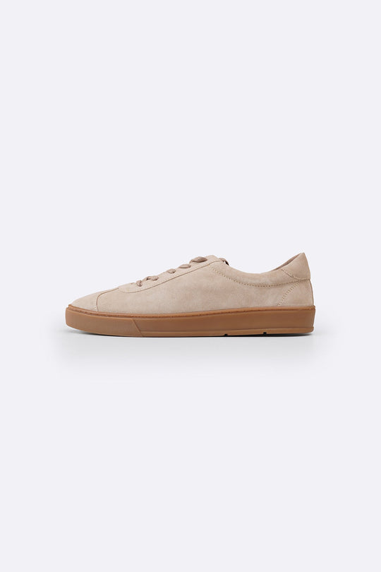 SAND LOW-TOP LEATHER SNEAKERS