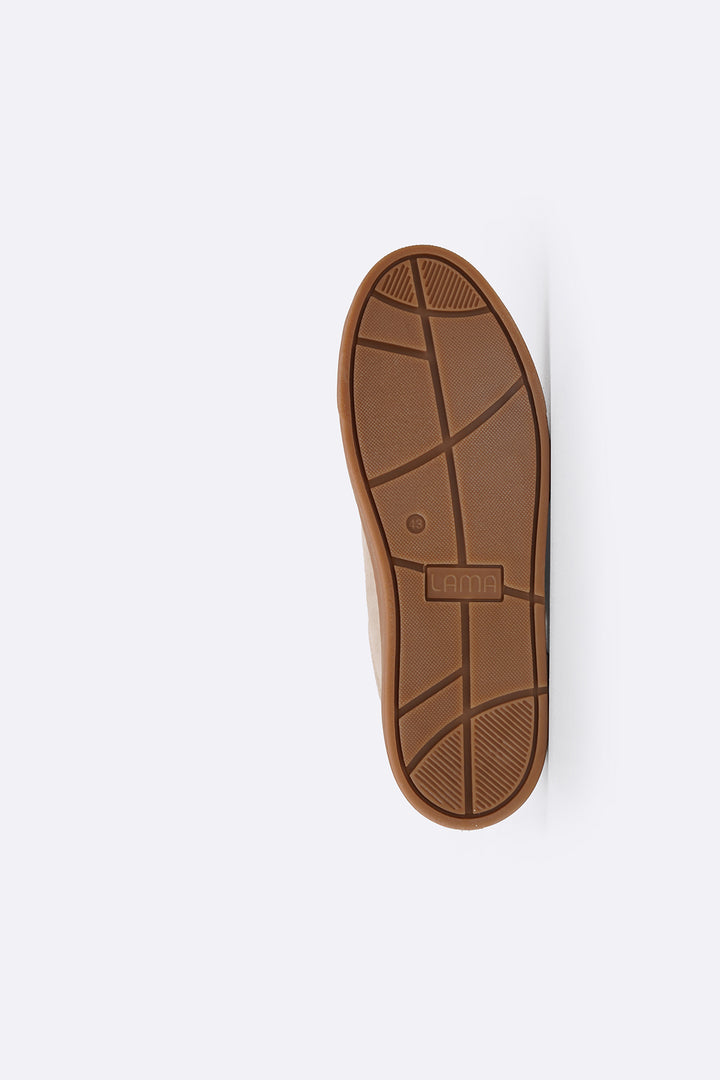 SAND LOW-TOP LEATHER SNEAKERS