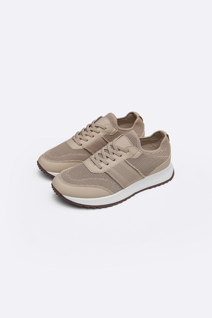 SAND LACE-UP KNIT SNEAKERS
