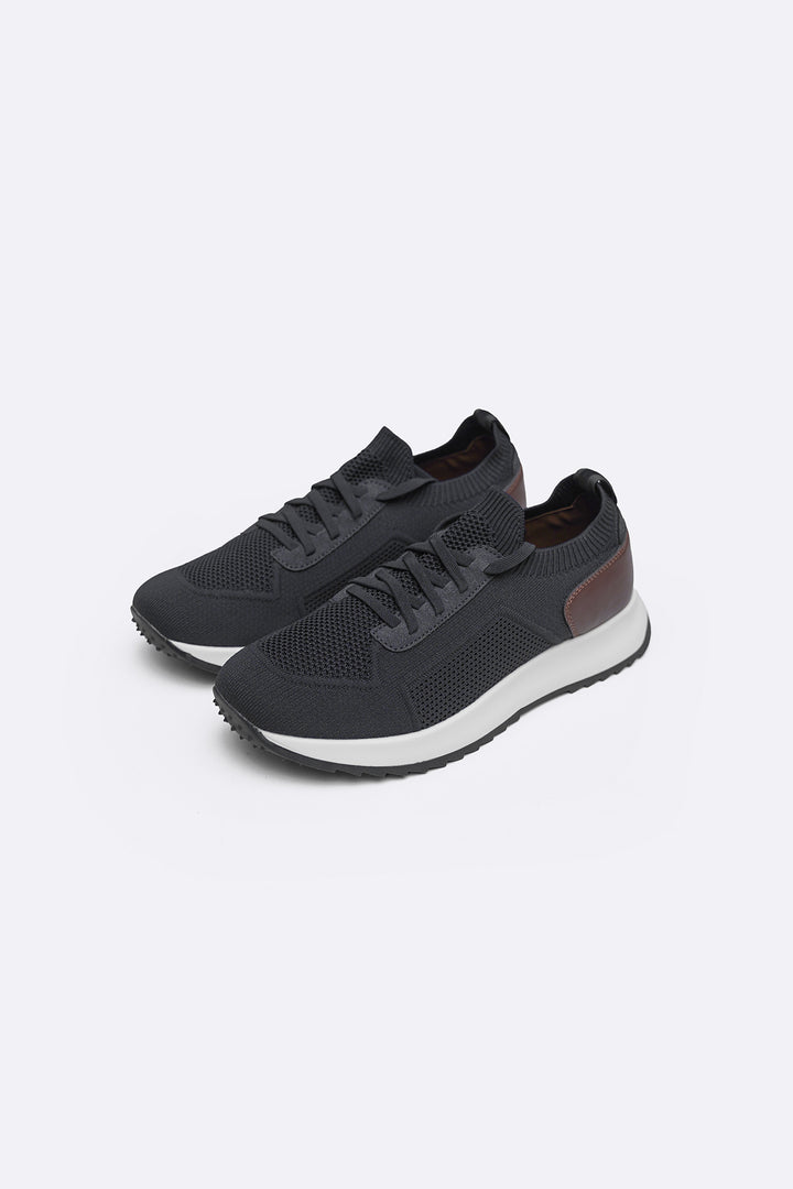 NAVY LACE-UP KNIT SNEAKERS