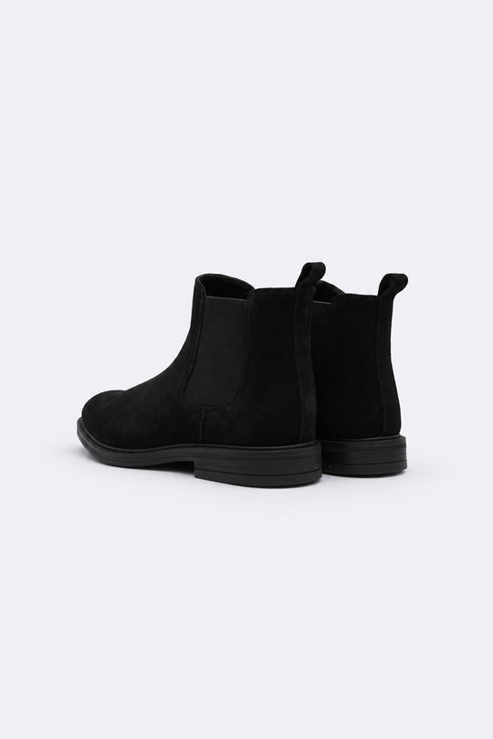 BLACK SUEDE CHELSEA BOOTS