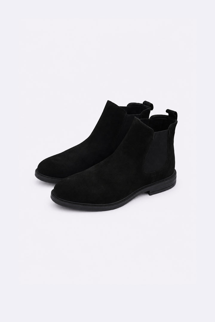 BLACK SUEDE CHELSEA BOOTS