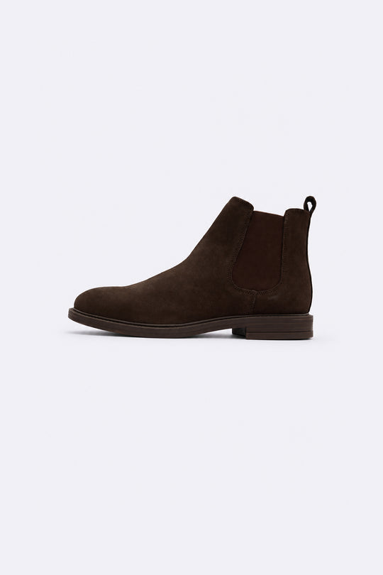 DARK BROWN SUEDE CHELSEA BOOTS