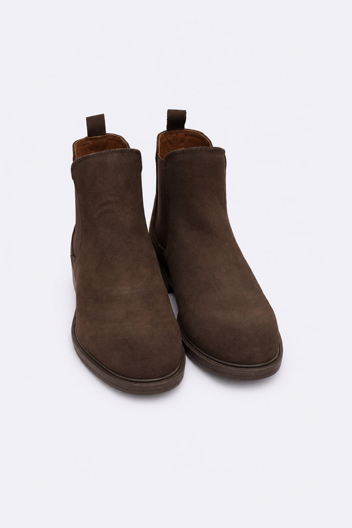 DARK BROWN SUEDE CHELSEA BOOTS