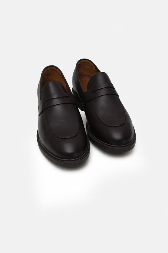 DARK BROWN LEATHER PENNY LOAFERS