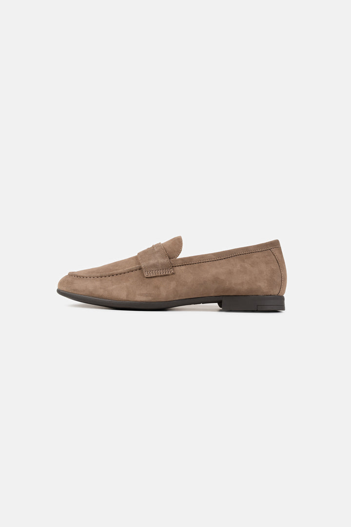 BEIGE LEATHER PENNY LOAFERS