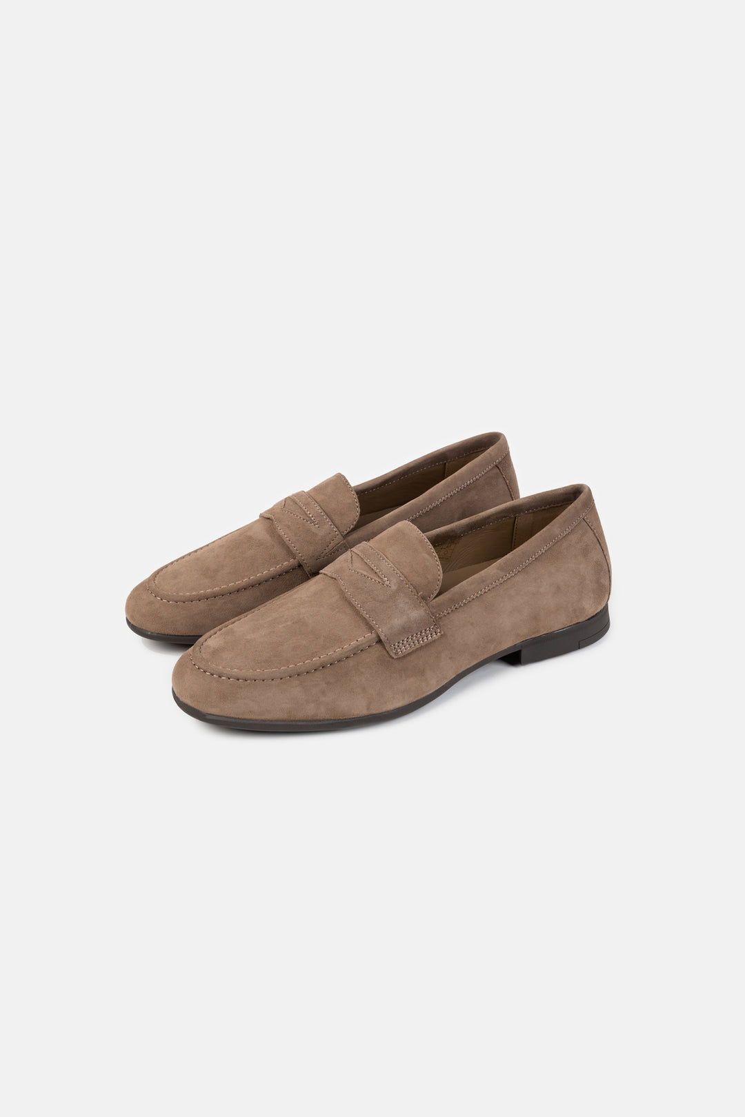 BEIGE LEATHER PENNY LOAFERS