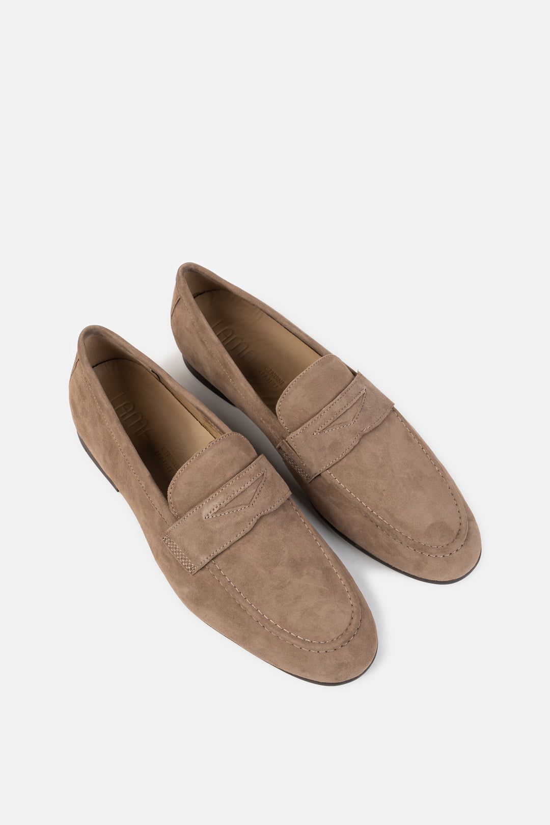 BEIGE LEATHER PENNY LOAFERS