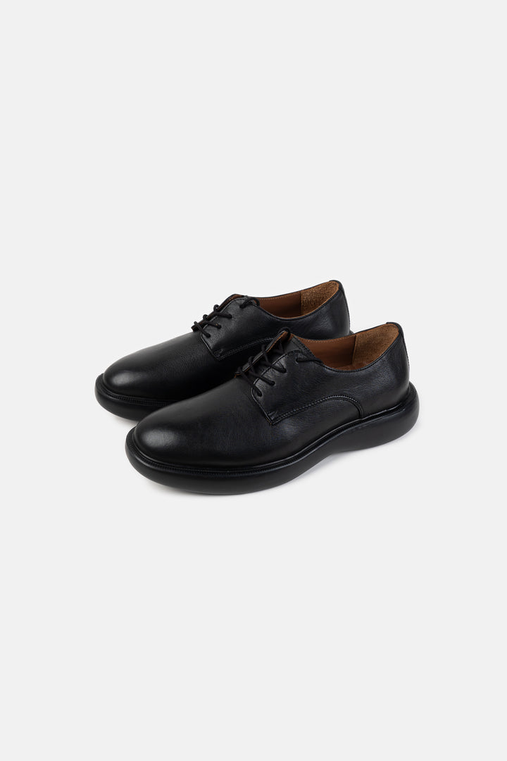 BLACK LEATHER DERBY SHOES