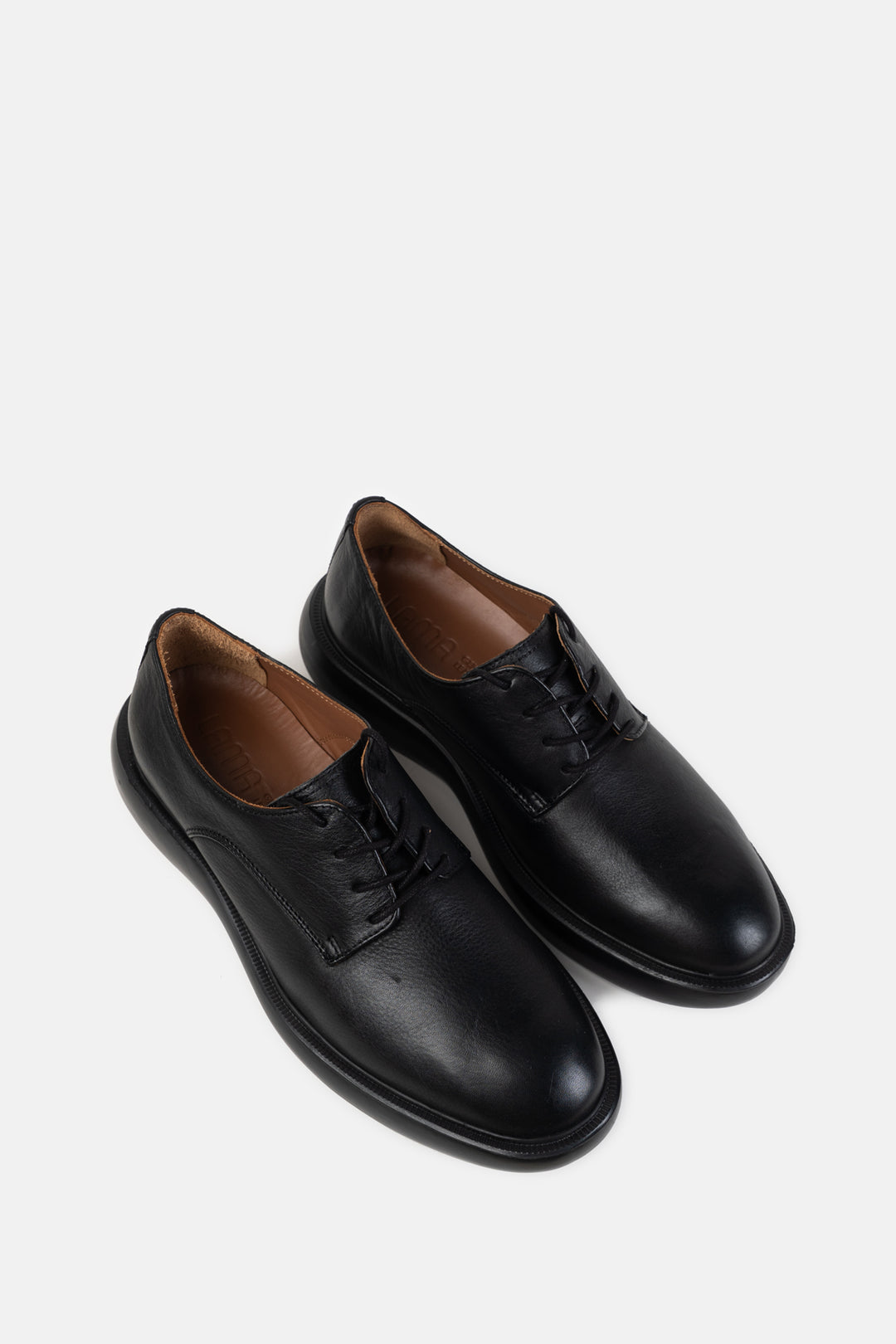 BLACK LEATHER DERBY SHOES