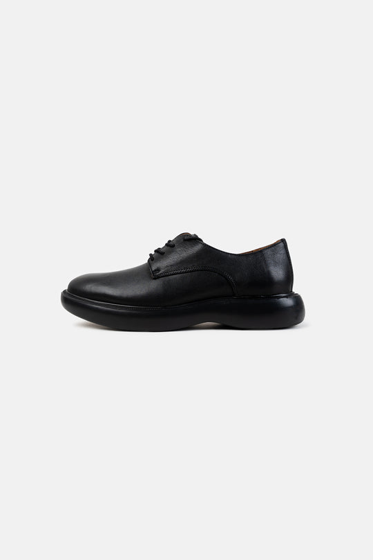 BLACK LEATHER DERBY SHOES