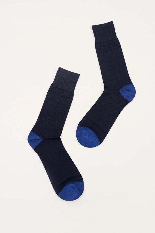 NAVY MERCERIZED HIGH SOCKS