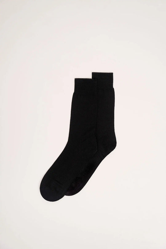 BLACK MERCERIZED HIGH SOCKS