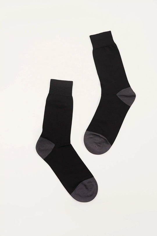 BLACK MERCERIZED HIGH SOCKS