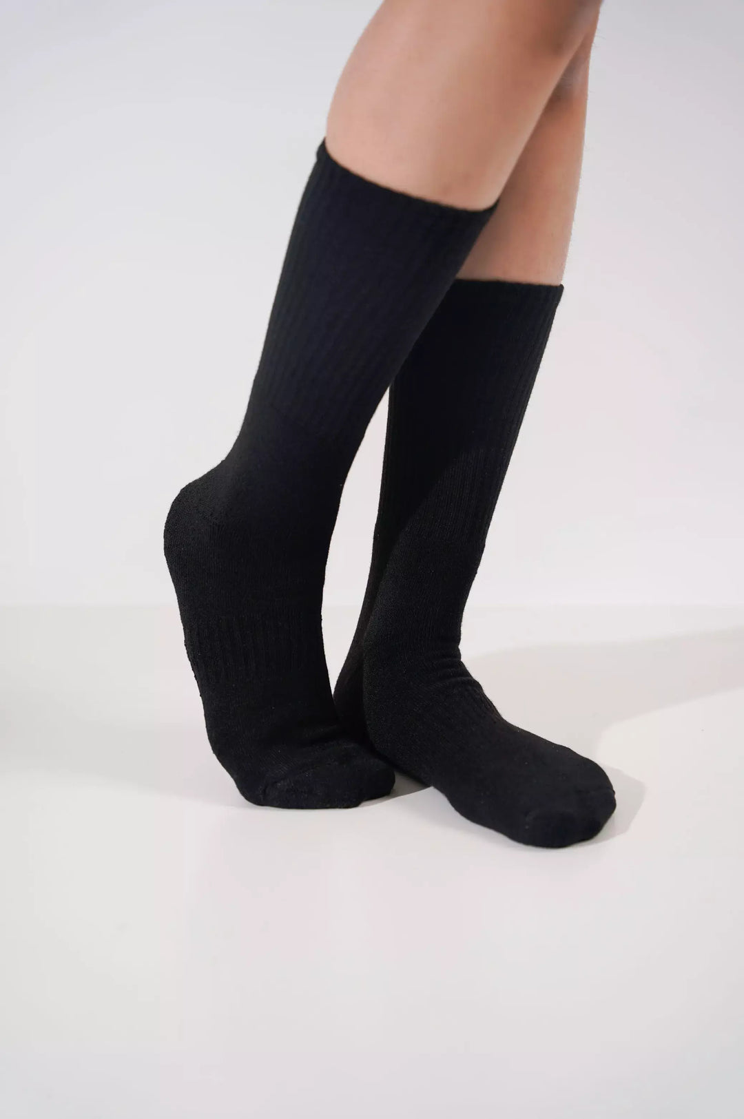 BLACK MERCERIZED HIGH SOCKS