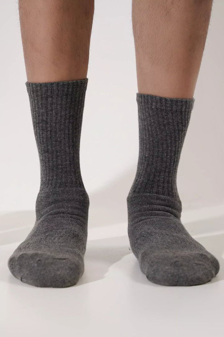 GREY MERCERIZED HIGH SOCKS