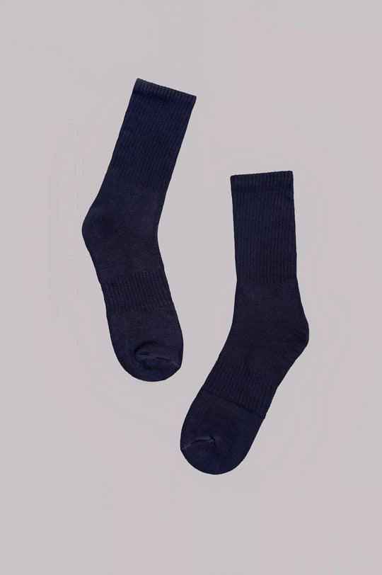 NAVY MERCERIZED HIGH SOCKS