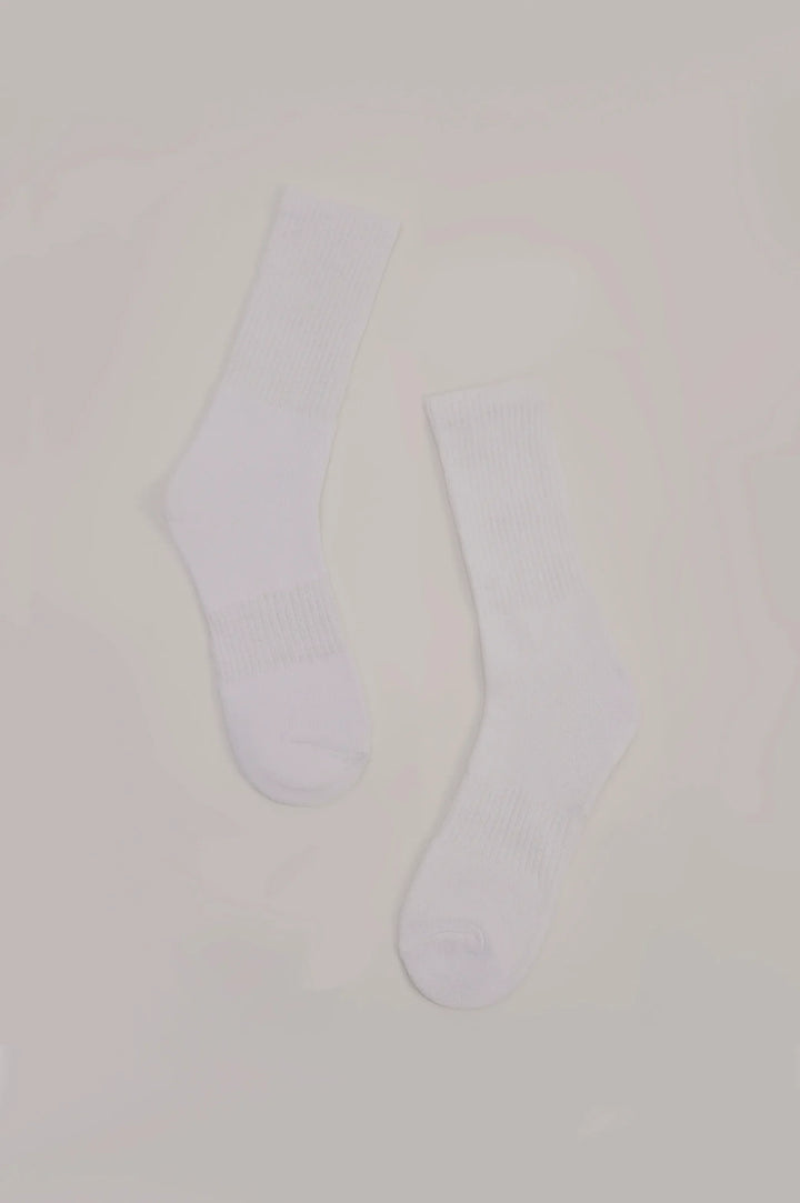 WHITE MERCERIZED HIGH SOCKS