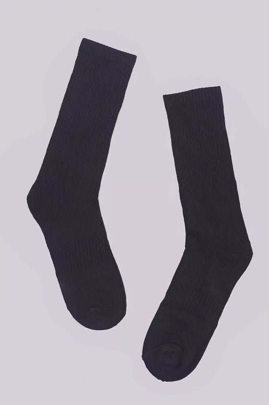 BLACK MERCERIZED HIGH SOCKS