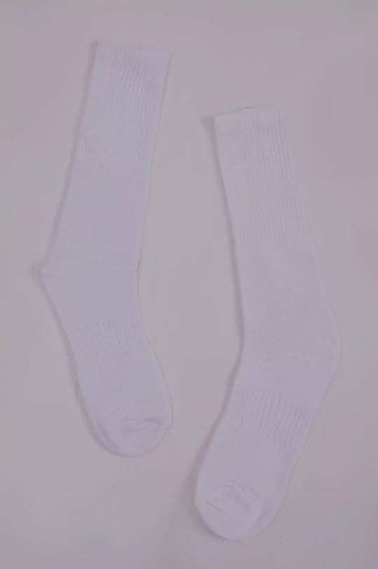 WHITE MERCERIZED HIGH SOCKS