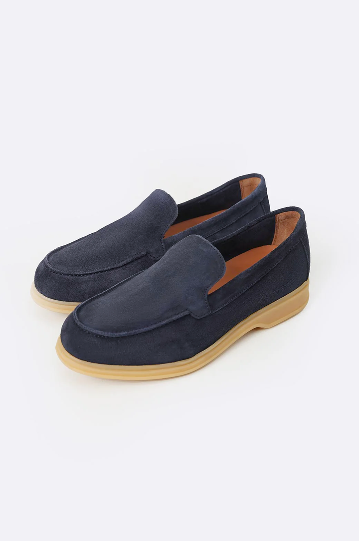 NAVY COMFORTABLE LEATHER LOAFERS