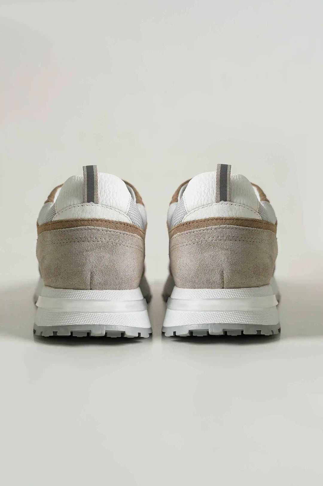 KHAKI COLORBLOCK LEATHER SNEAKERS