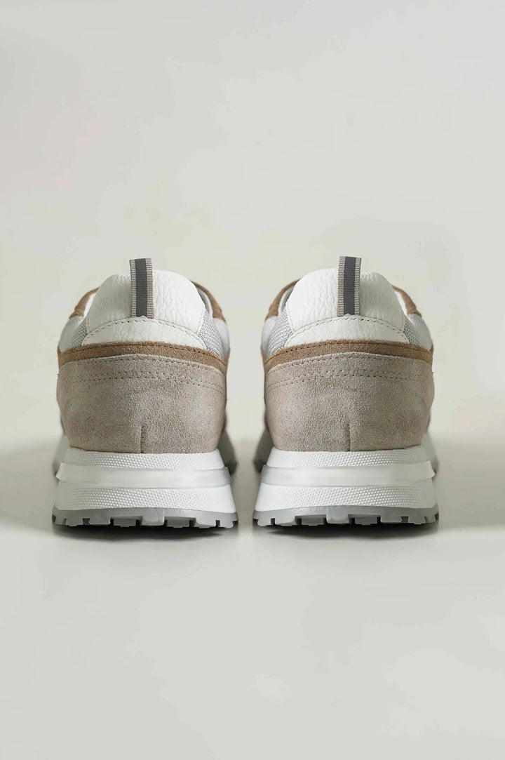 KHAKI COLORBLOCK LEATHER SNEAKERS